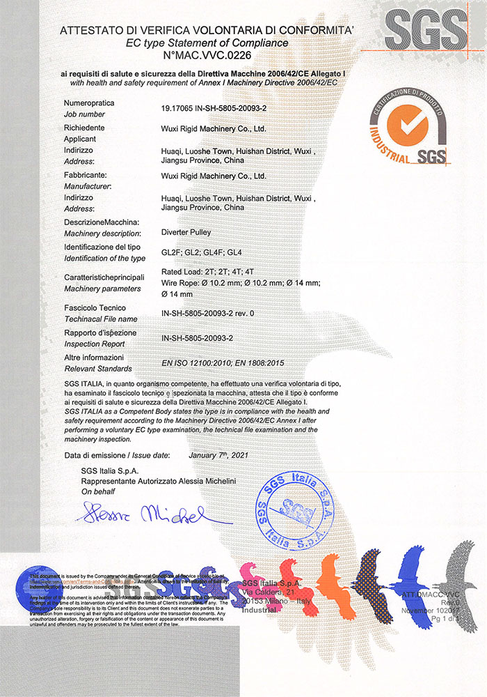 Venderemskive SGS CE-certifikat MAC VVC.0226_IN-SH-5805-20093-2